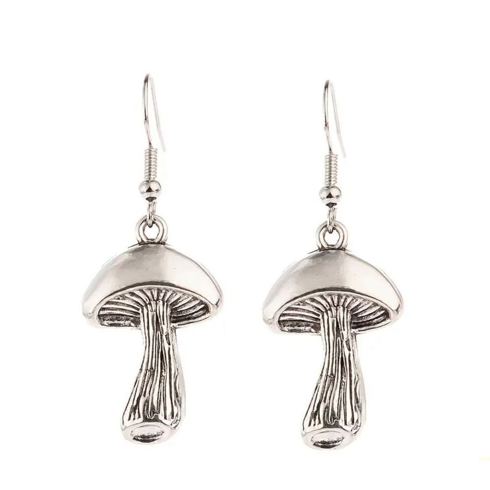 New Silver Color Mushroom Drop Earrings Vegetarian Lover Jewelry